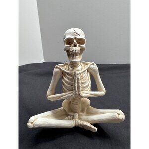 Yoga Skeleton Statue Meditation Decor Figurine 6" Tall Halloween Chiropractor LM